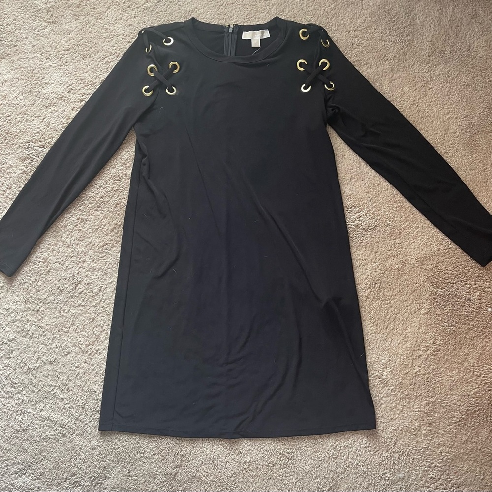 Black Michael Kors Dress with Gold Shoulder Detail